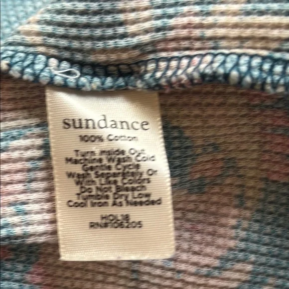 Sundance thermal 100% cotton Floral Long Sleeve Top large - Picture 10 of 10